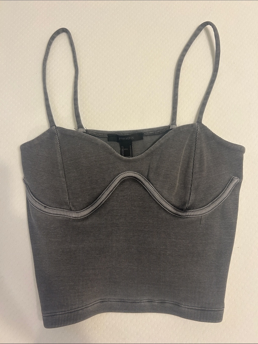 Forever 21 Charcoal Ribbed Underwire Bustier Crop Top